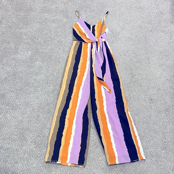 Sadie & Sage Pants - Sadie & Sage Women’s striped Spaghetti Strap Jumpsuit Size S